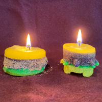 a pair of and candles burning brightly