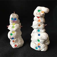 Snowmen made from oven-baked clay