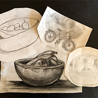 Several still life drawings.