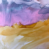 Alcohol ink abstract landscape sky & sand