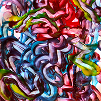 Abstract finger painting with squiggles