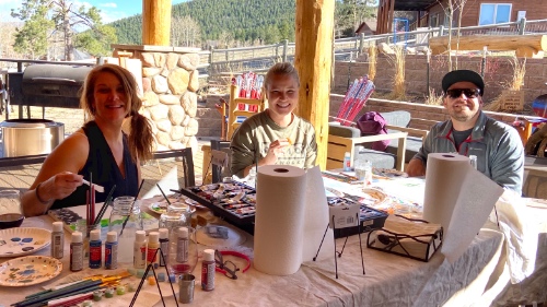 mom and daughter enjoying their art